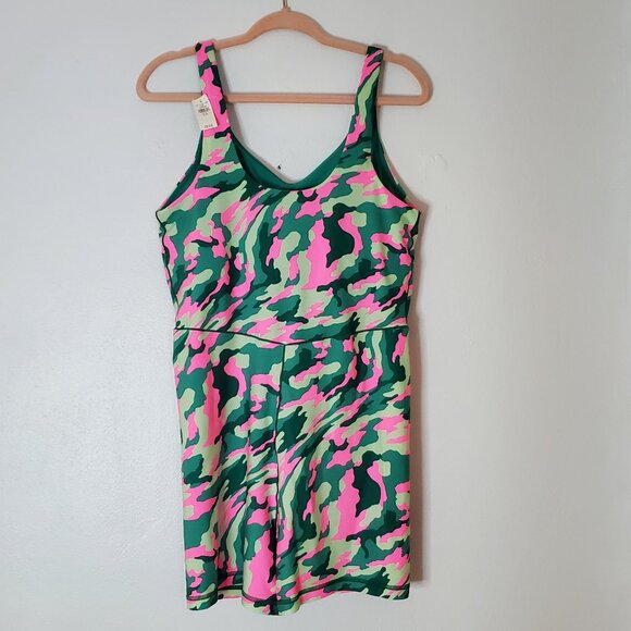 Aerie Other - Aerie Offline One Piece Swim Shorts Top Green & Pink Size XL